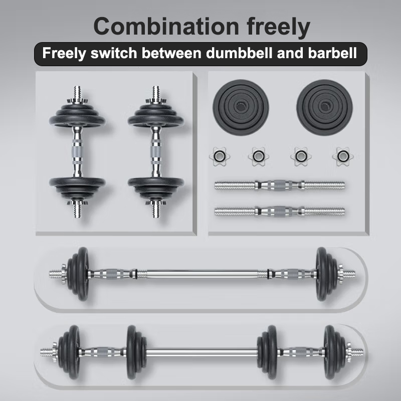 thumbnail interactive-video image 1 of 110lb Adjustable Dumbbell Set, 2-in-1 Cast Iron Barbell, Home Gym Fitness Equipment - IFAST 1 of 5